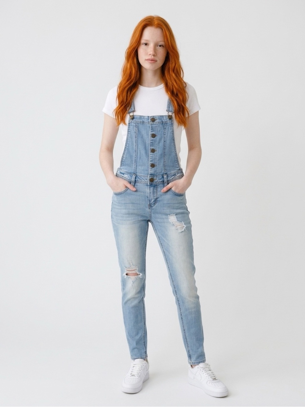 Small overalls, Tinseltown, light wash front buttons